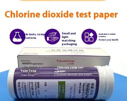 Chlorine dioxide test paper strips in bottle for waste water concentration detection