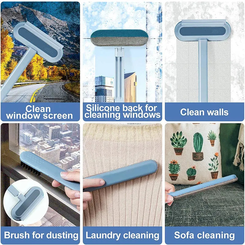 4-in-1 multifunctional hair removal brush with flannel surface, plastic handle, 45 x 18cm, for pet hair and screen cleaning