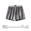 Woven polyester casual underwear in reflective bright silver colour with loose fit design for sports activities
