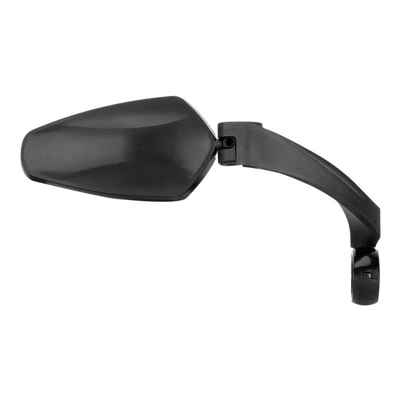 Black bicycle rearview mirror with rotatable design measuring 210x102.5mm