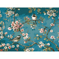 Blue flowers and birds digital oil painting on linen canvas 40x50cm