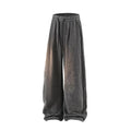 Plus size hollow-out trousers in polyester fleece with elastic waist and straight leg