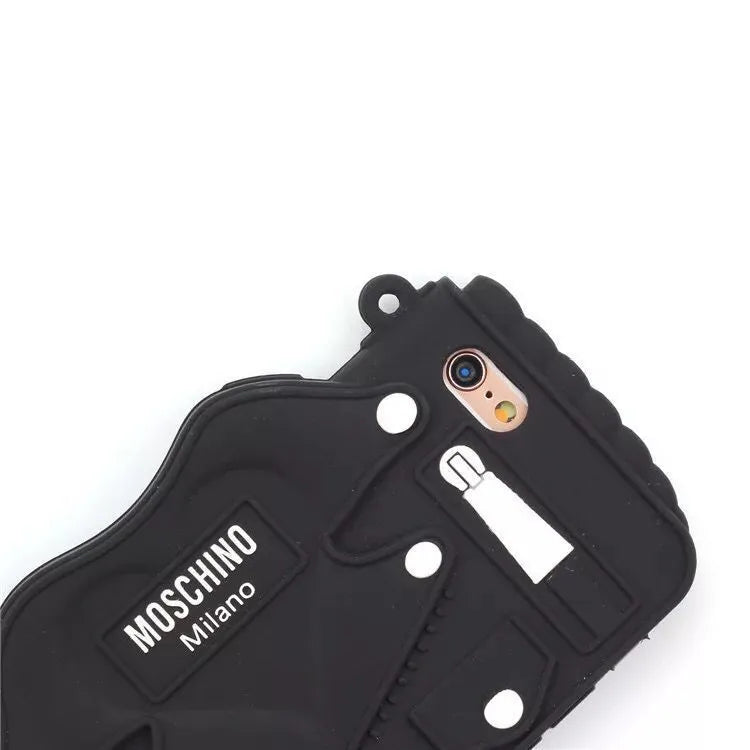 Black silica gel protective phone case with chain and slanting luxury design for iPhone X/XS