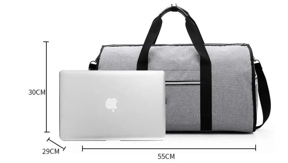 Medium cylinder-shaped travel bag in Oxford cloth with zipper opening, shown in black colour option
