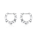 Sterling silver geometric round stud earrings with electroplated finish