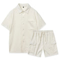 Women's elastic waist shorts co-ord set with short sleeve top in polyester fabric