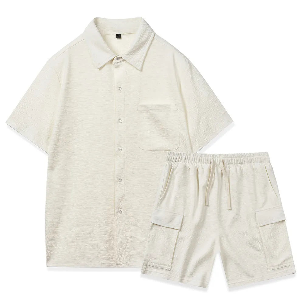 Women's elastic waist shorts co-ord set with short sleeve top in polyester fabric