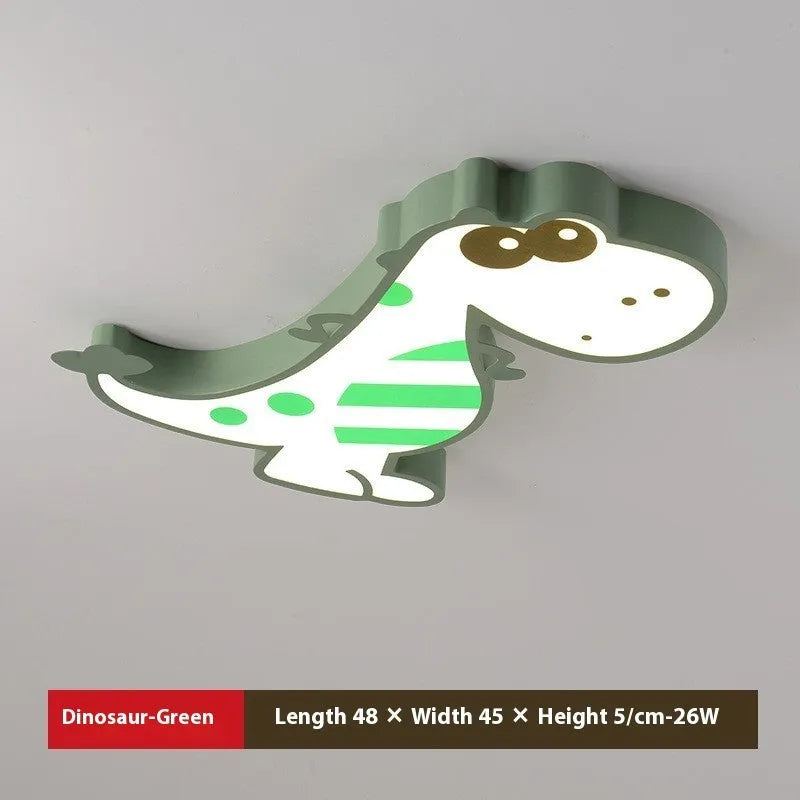 Cartoon dinosaur ceiling light with aluminium body and PVC shade, 48cm diameter