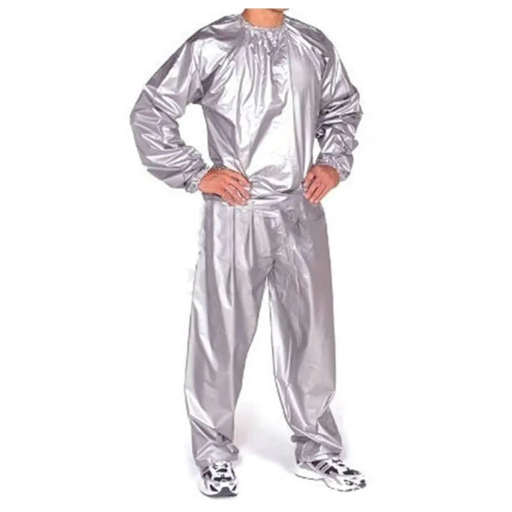 Heavy duty anti-rip PVC sauna suit unisex long sleeve top and trousers in black