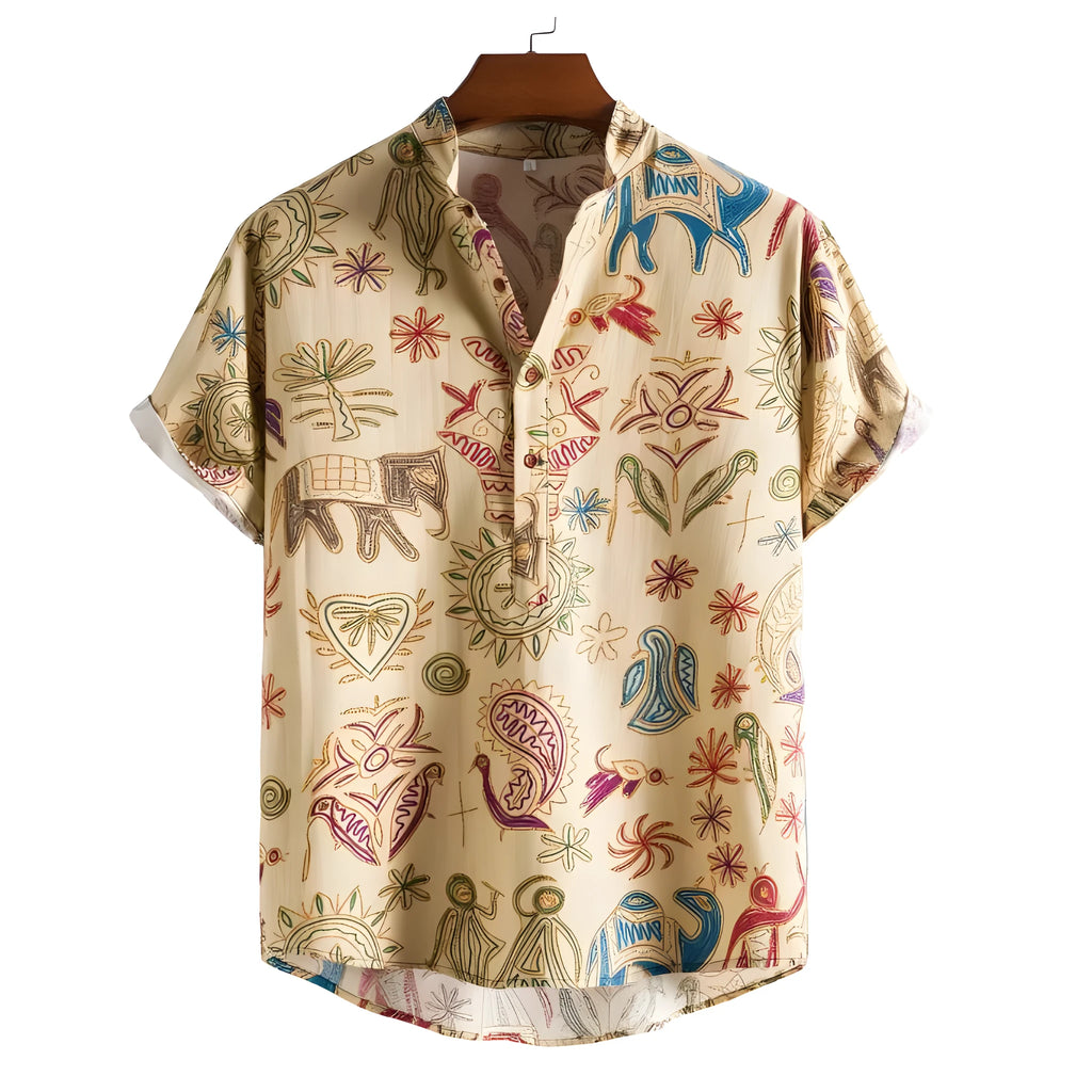 Men's plus size cardigan shirt with 3D digital printing in loose fit for sports wear