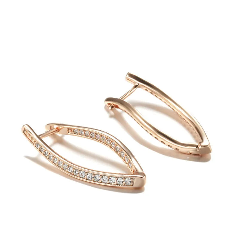 Geometric-shaped zircon eardrop earrings for women in H0493 colour, made from copper.