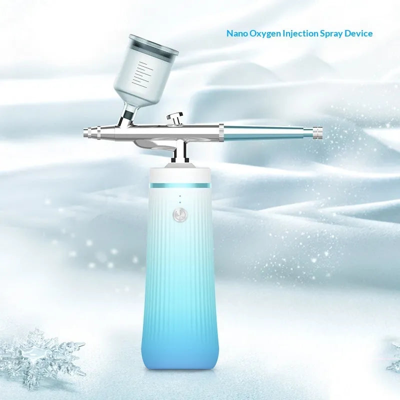 Oxygen infusion device in gradient pink with USB charging port and cold spray nozzle