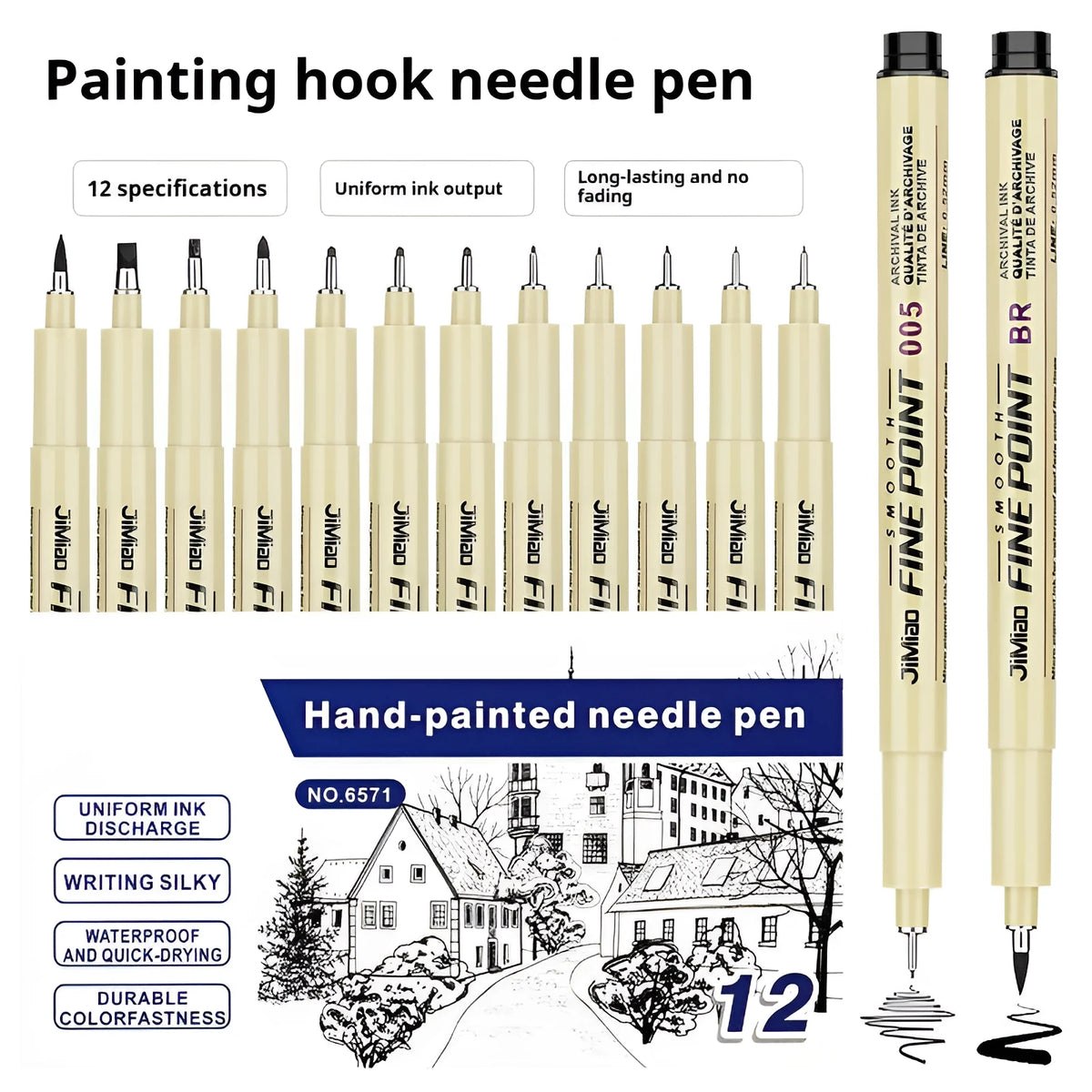 Waterproof syringe-style drawing pen with cartoon art design for sketching and writing