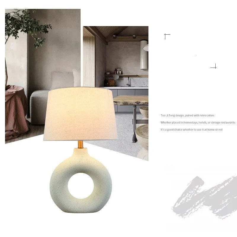 Feng Pottery ceramic table lamp with Japanese style design and button switch