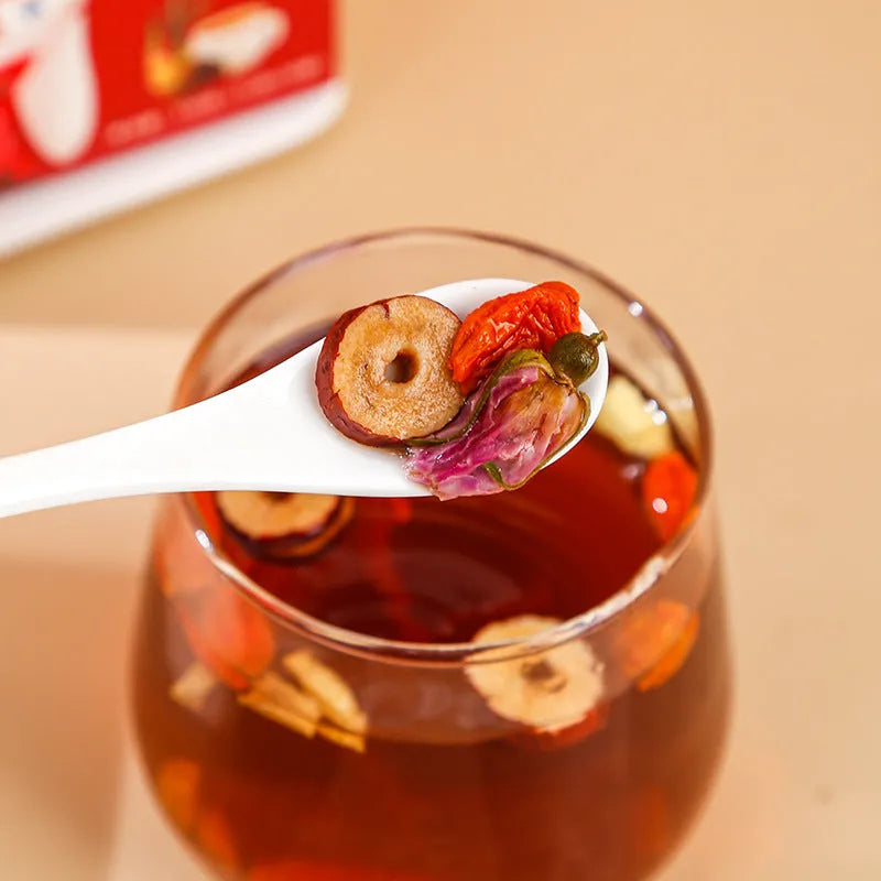 Box of brown sugar ginger and jujube tea containing 150g of tea bags with red dates and wolfberries
