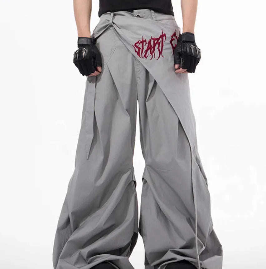 Boys black wide-leg summer pants in Korean youth style with straight-cut design