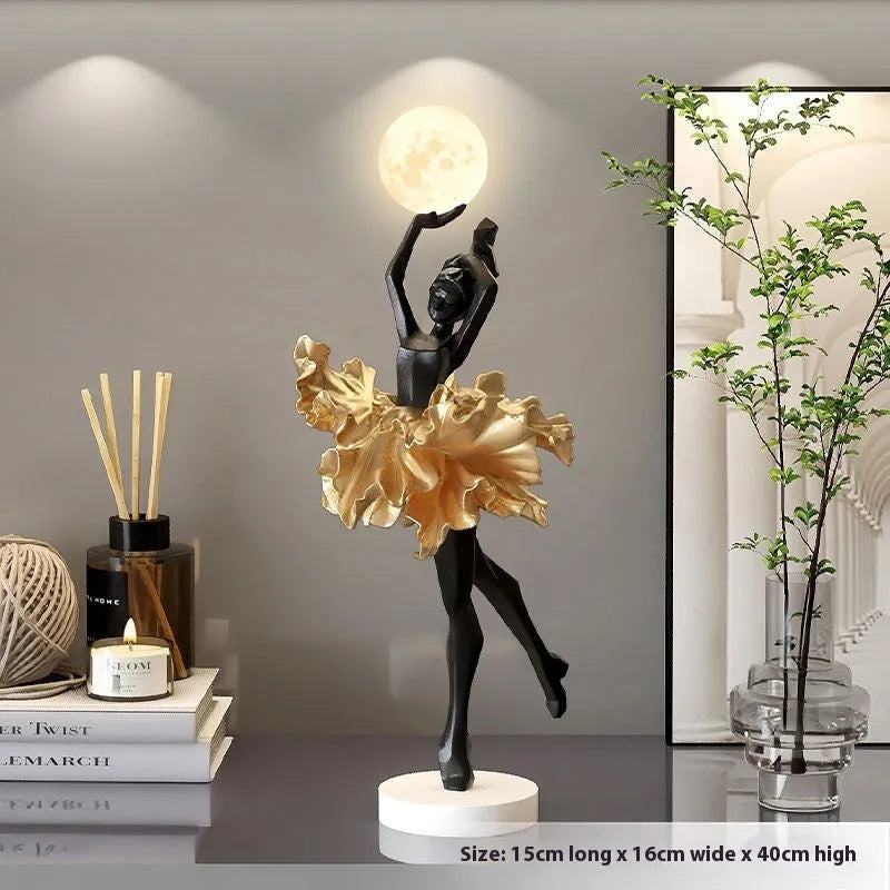Art girl atmosphere modern USB night lamp in black gold, white, pink, or light blue colour.