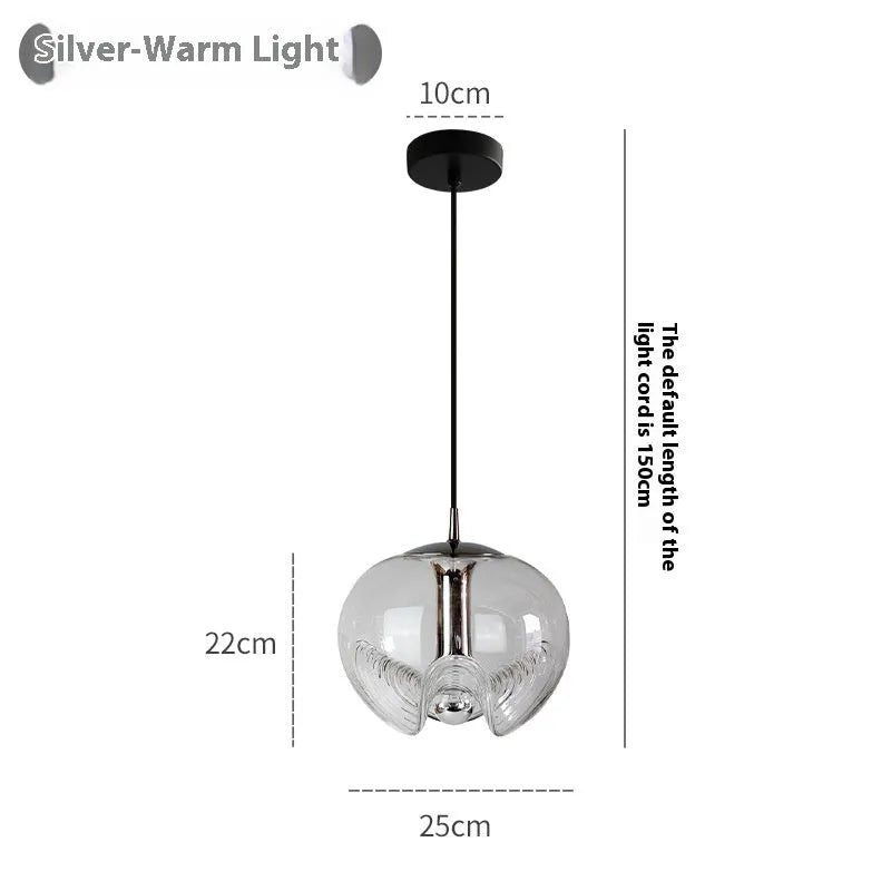 250mm glass chandelier with modern minimalist design in transparent amber or smoky grey light colours