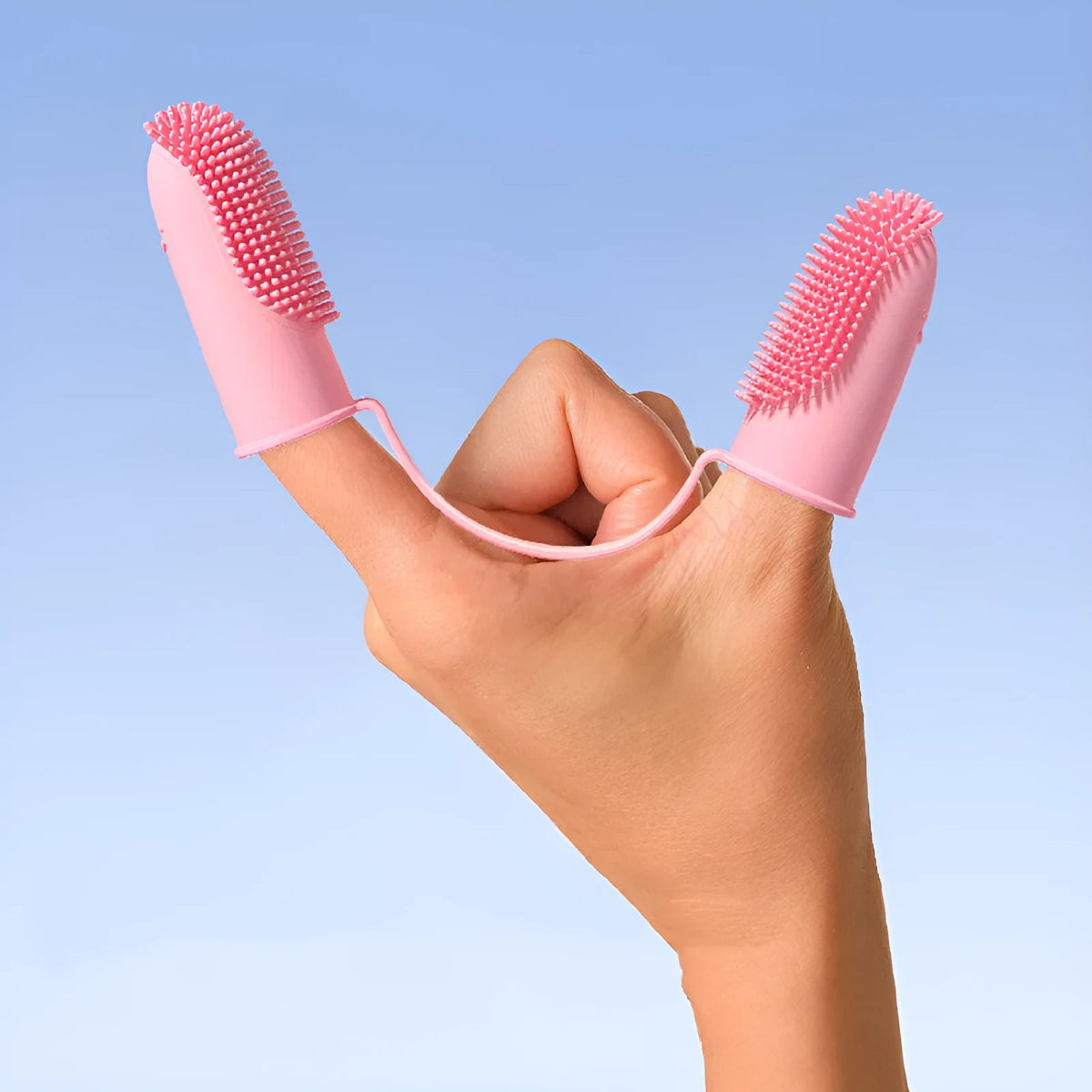 Pet dental cleaning finger set with double finger toothbrush in TPR material