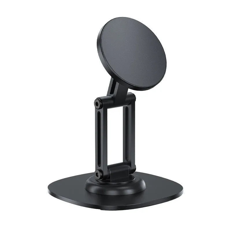 360 rotating foldable desktop phone stand in aluminium alloy for live streaming, black colour, sandblasted finish