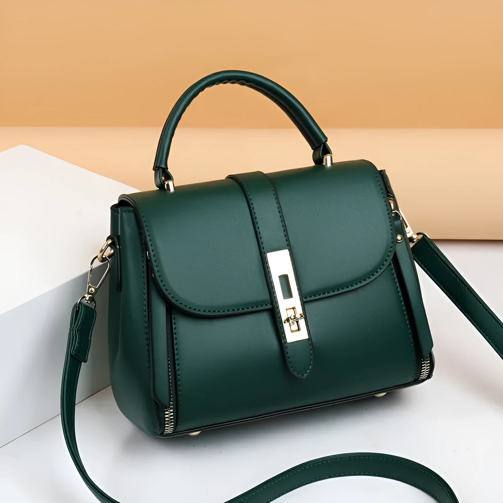 Women's soft PU leather shoulder bag in square vertical design with shoulder strap
