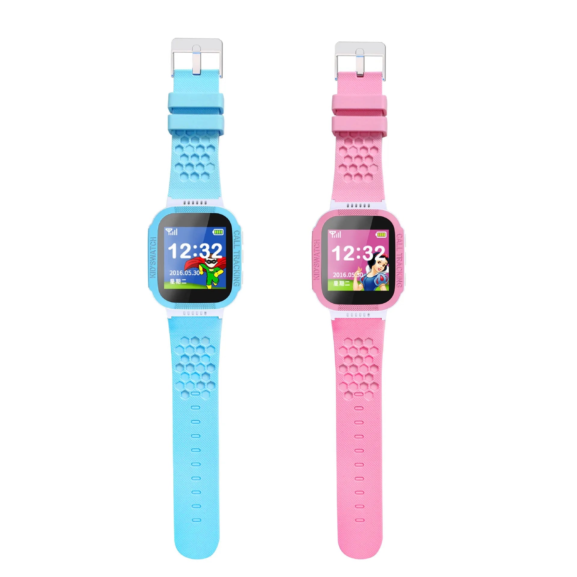 Blue children's phone watch with 1.44-inch colour screen showing time display
