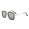 Unisex square frame sunglasses with AC lens in black gold colour for sun protection