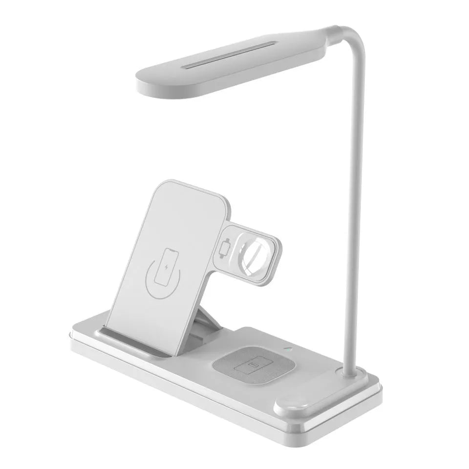 Multifunctional foldable table lamp 4 in 1 with 15W wireless charger in black and white options