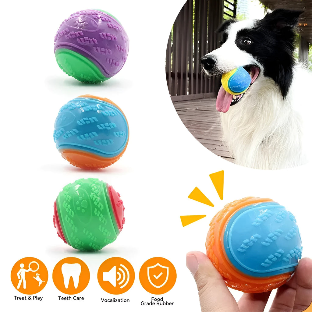 Dog molar long lasting TPR ball toy in random colour for aggressive chewers and teeth cleaning