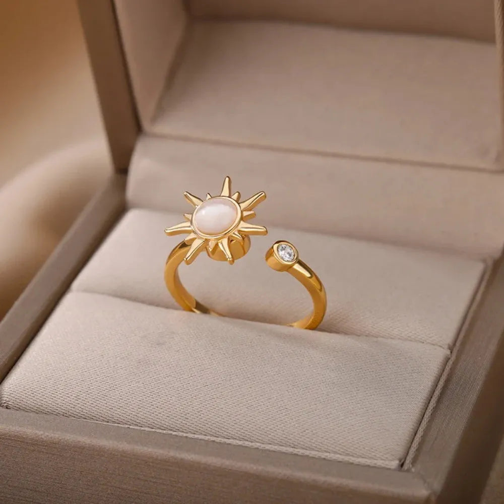 Geometric round copper ring with adjustable opening in gold or platinum electroplated finish