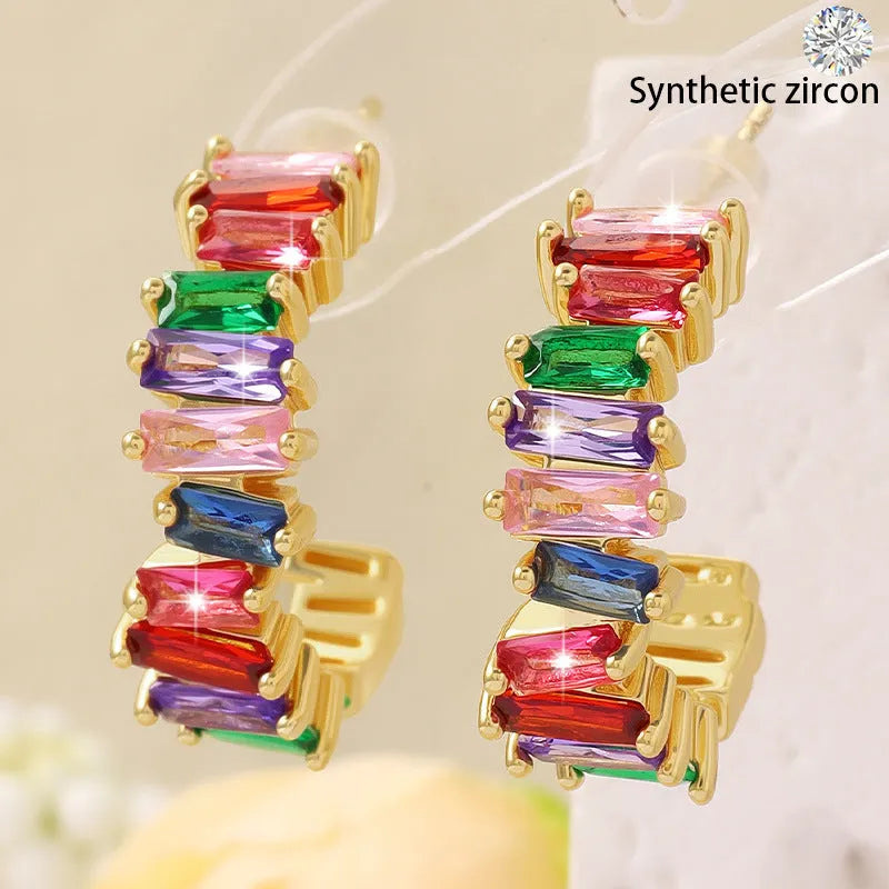 High-grade fashionable temperamental all-match ear studs in electroplated copper with irregular geometric shape