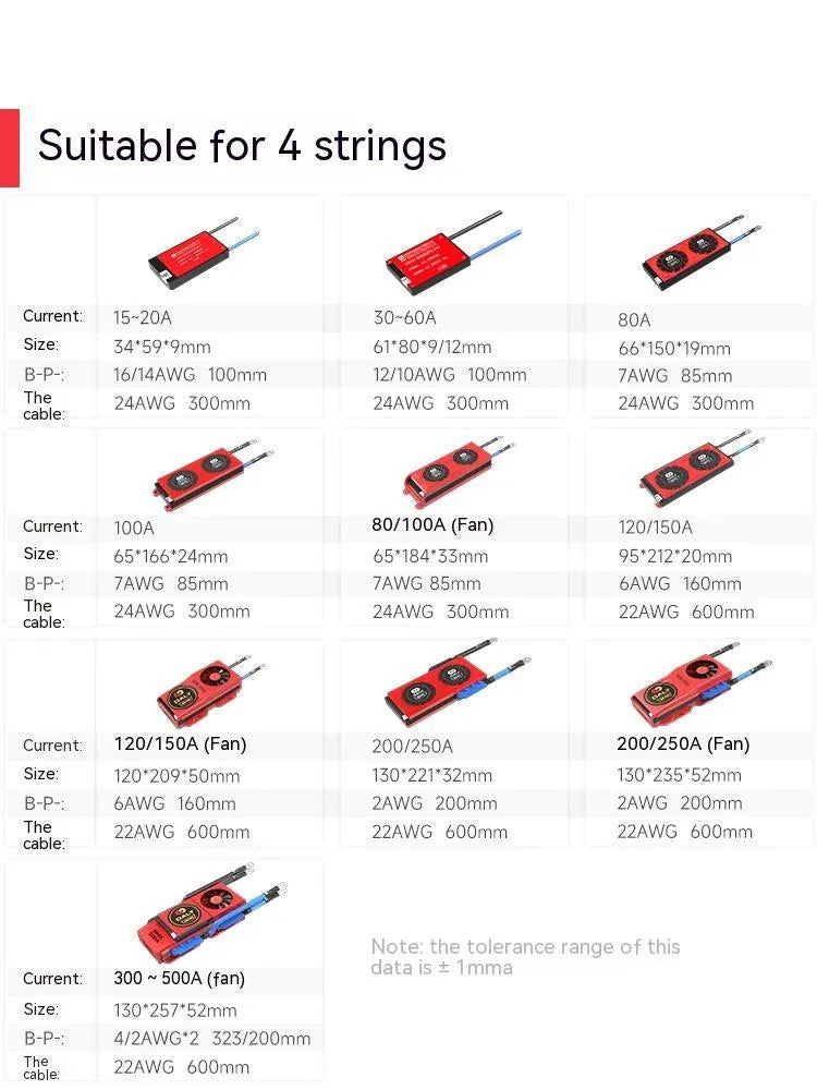 Dali brand lithium iron phosphate battery protection board for 12V 4S battery packs
