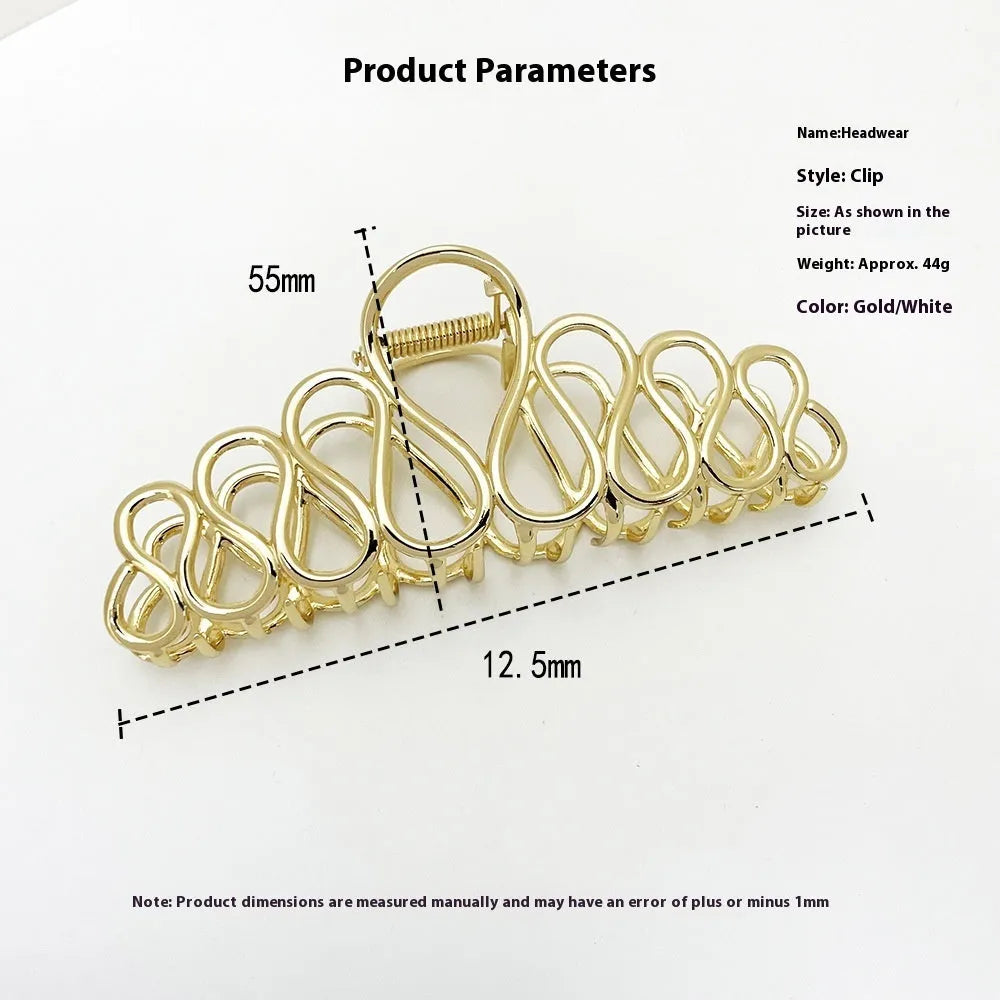 Minimalist large hair clip with tassel decoration in gold or silver electroplated finish