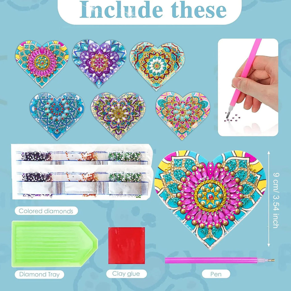 Six PU leather handmade bookmarks with crystal flower cornerite designs