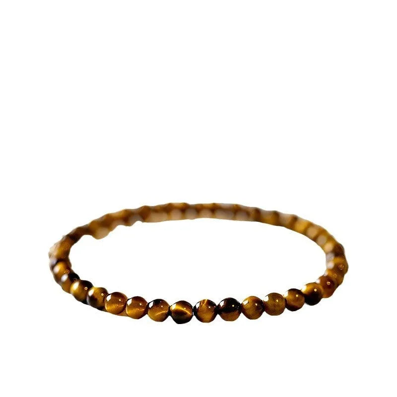 Tigereye stone bracelet with geometric design in New Chinese style showing round beads