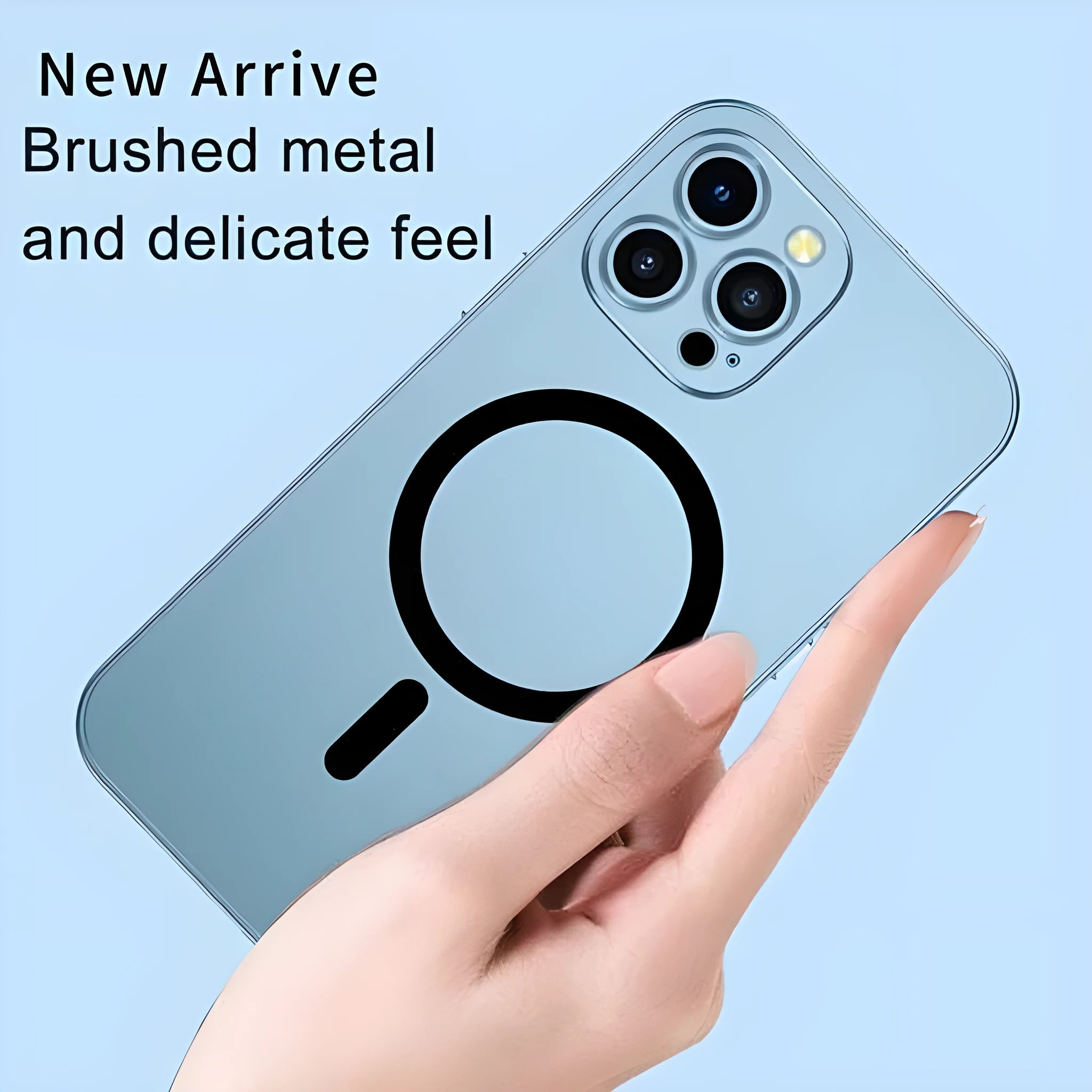 Aluminium alloy frame iPhone case with magnetic closure showing lens protector detail