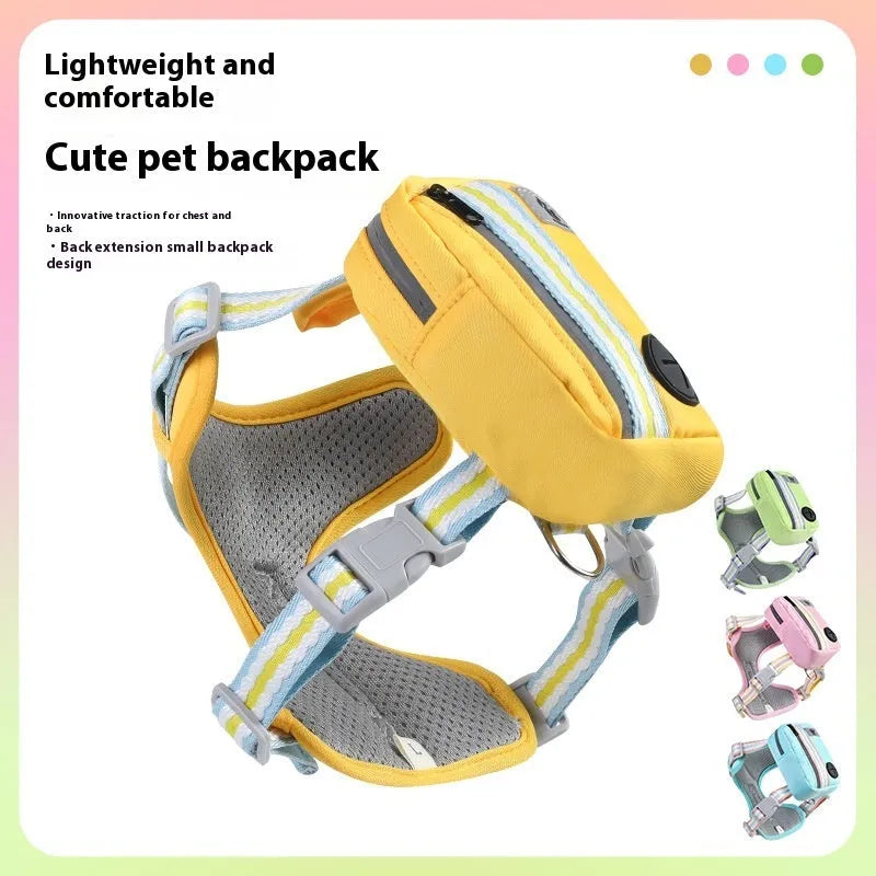 Oxford cloth anti-strangulation dog harness with 1.5m rope in pink, yellow, green or blue