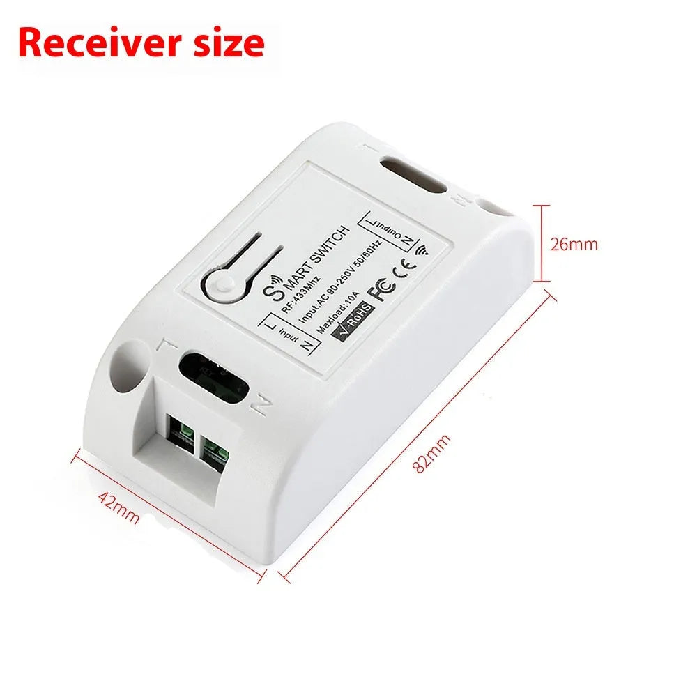 433MHz wireless remote controller receiver with ABS housing and overload protection in white colour