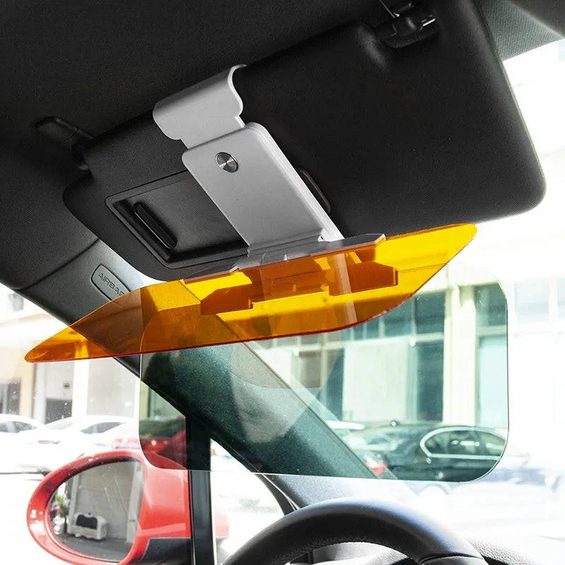 Telescopic anti-high beam car sun visor with acrylic lens and stretch button spring installation