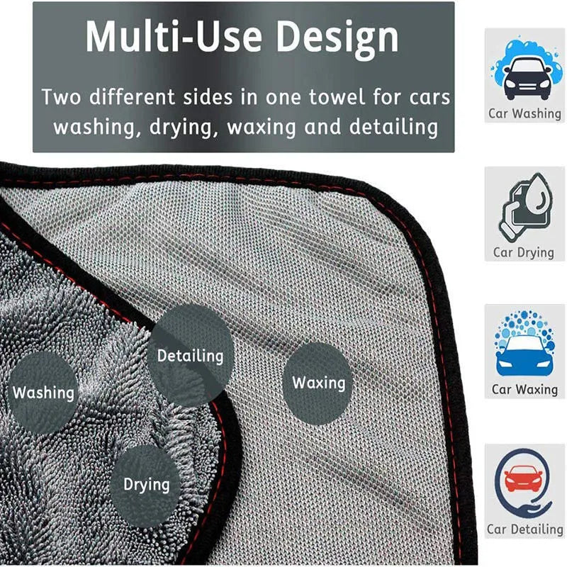 Grey 40cm by 40cm microfiber car drying towel laid flat.