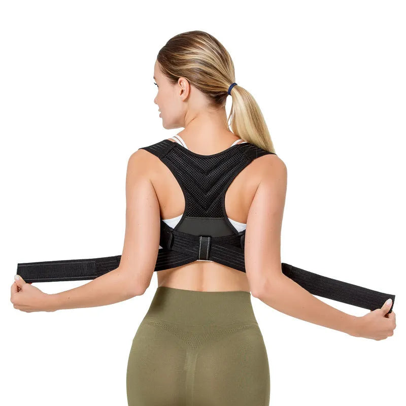 Black posture correction belt for anti-humpback and shoulder support.