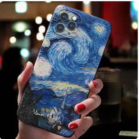 Van Gogh Starry Sky 3D TPU soft case for Apple iPhone, anti-drop protective cover