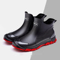 Men's short PVC rubber boots in beige on a non-slip sole.