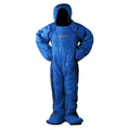 Human walking camping outdoor sleeping bag with hollow cotton fill, polyester lining, blue-grey colour, size for adults