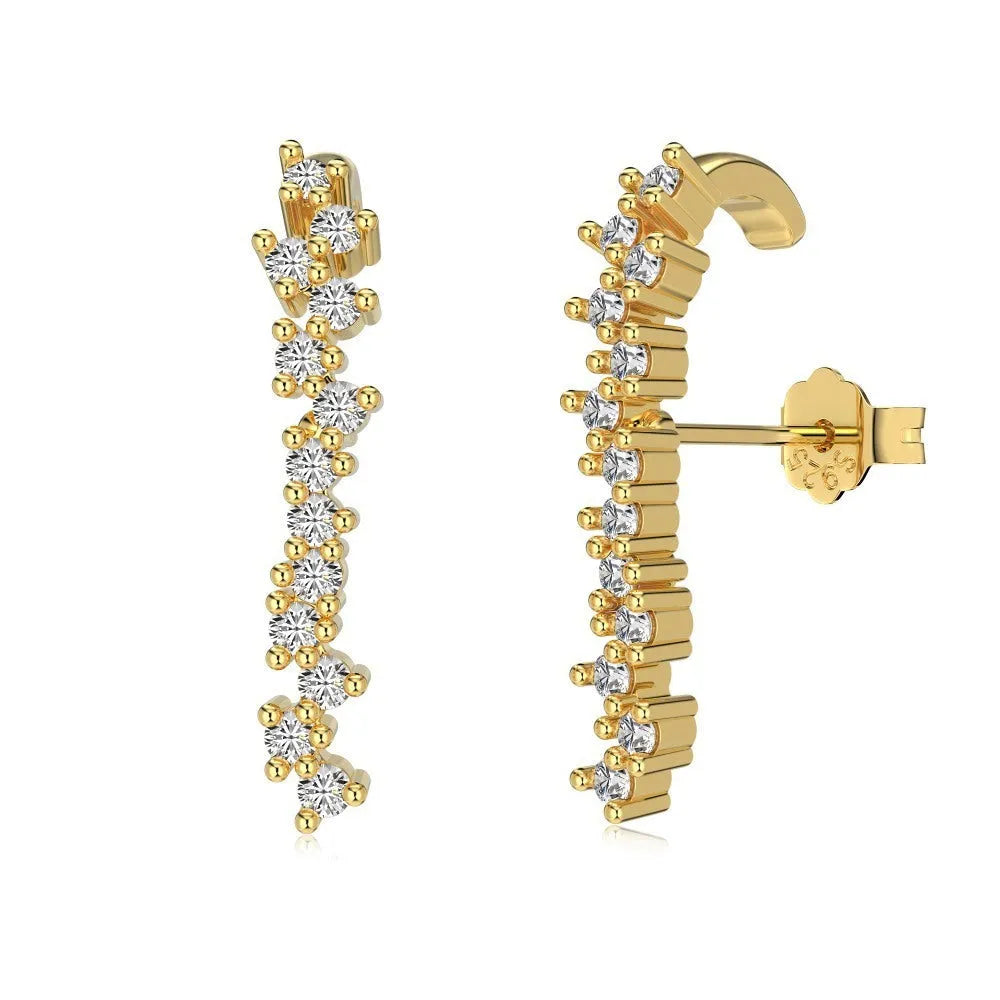 925 silver earrings for women with electroplated finish, 3.8 x 22mm, two colour options DY1D0375SGWH DY1D0375SWWH
