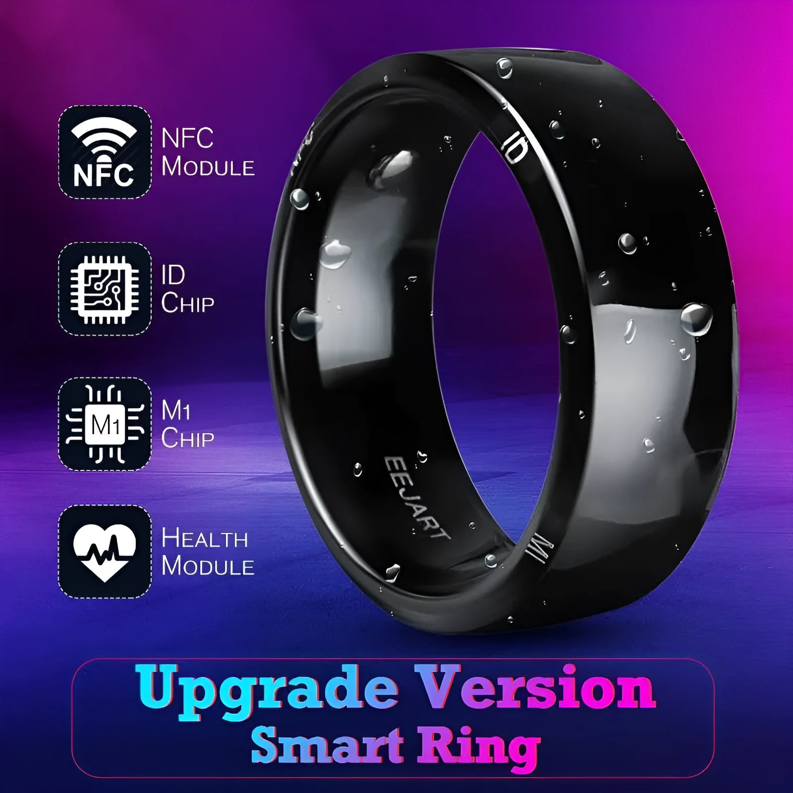Black4 NFC finger ring for Android devices with sizes 8 to 12