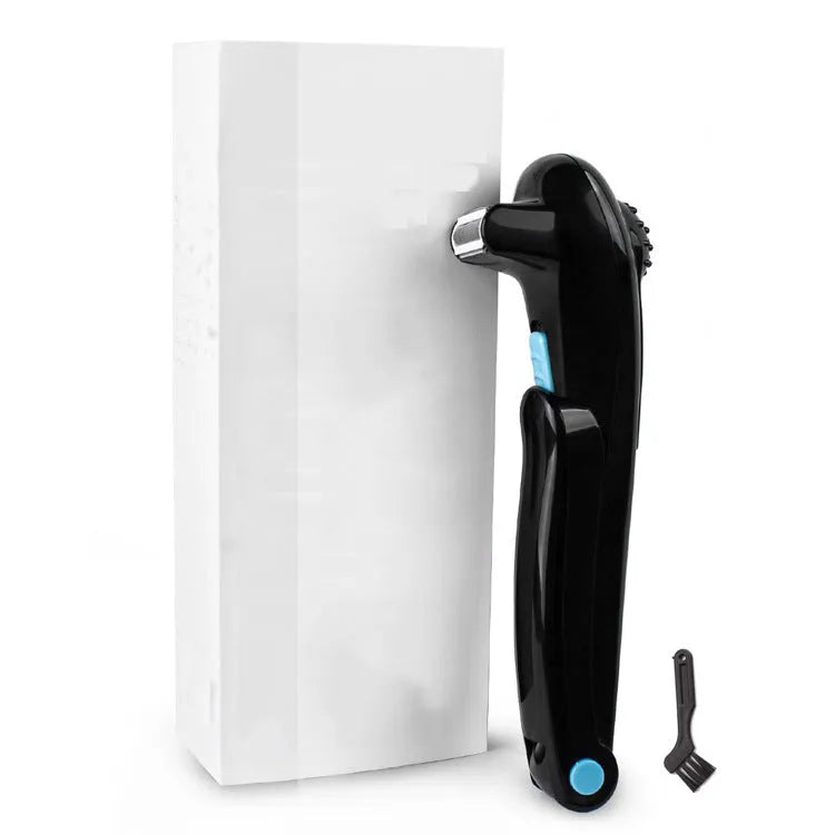 Black folding body electric shaver for portable hair removal.
