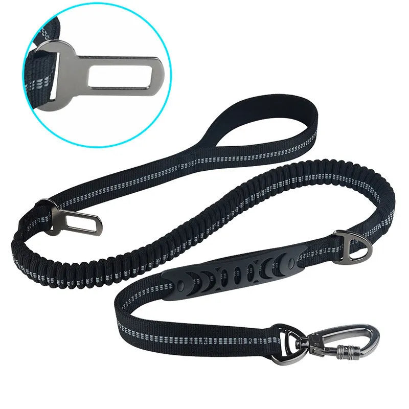 Car traction dog leash with big hook in polyester 2.5x135cm in Army Green colour