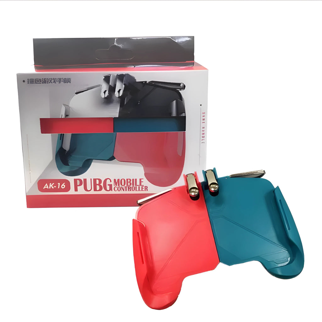 AK16 extendable mobile phone game controller with L1 and R1 trigger buttons in red and blue colours
