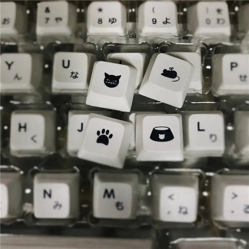 White Japanese keycap full set with 100 keys, sublimation printing, ergonomic profile for mechanical keyboards